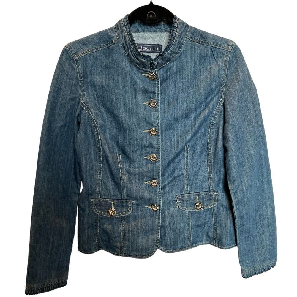Baccini Women's Faded Blue Denim Jacket Size XS